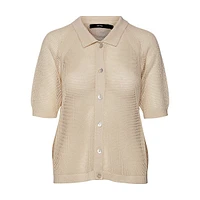 Mesh-Knit Short-Sleeve Top