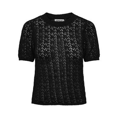 Open-Knit Short-Sleeve Sweater