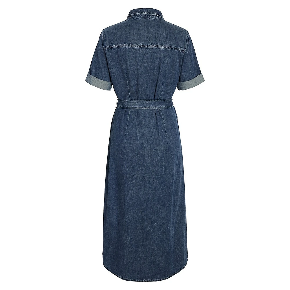 Gret Tied Denim Maxi Shirtdress