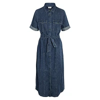 Gret Tied Denim Maxi Shirtdress