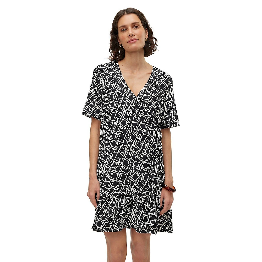 Page Short Surplice Ruffle Dress