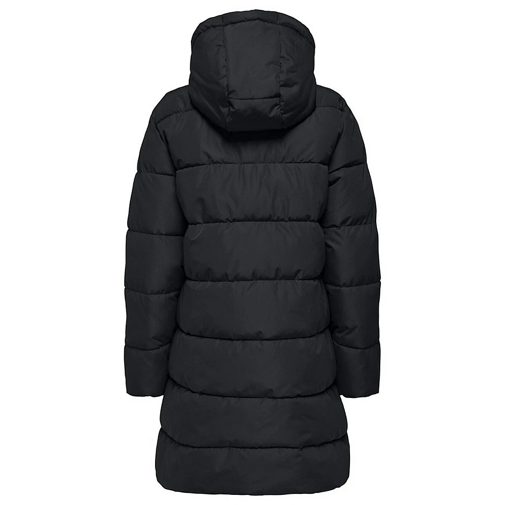 Channel-Quilted Mid-Length Puffer Coat