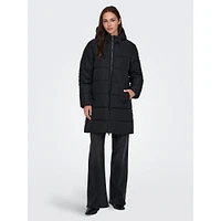 Channel-Quilted Mid-Length Puffer Coat