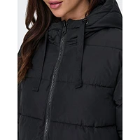 Channel-Quilted Mid-Length Puffer Coat