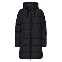 Channel-Quilted Mid-Length Puffer Coat