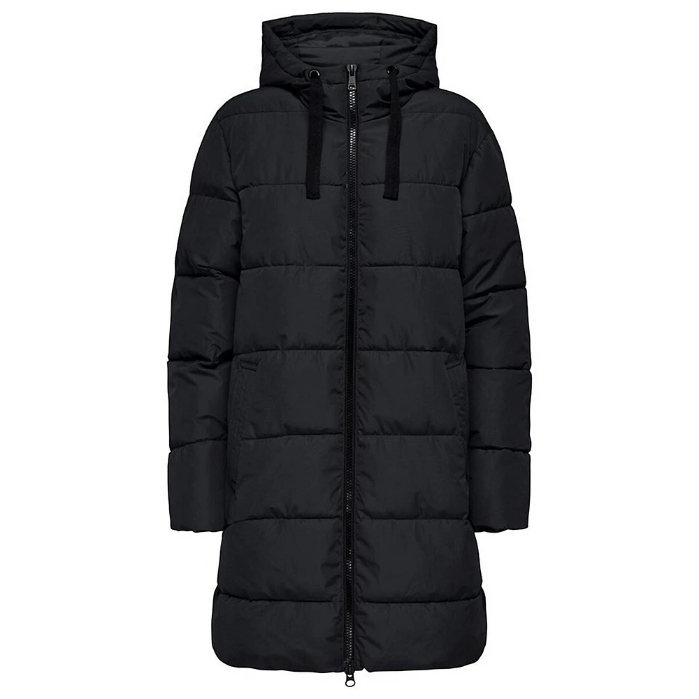 Channel-Quilted Mid-Length Puffer Coat