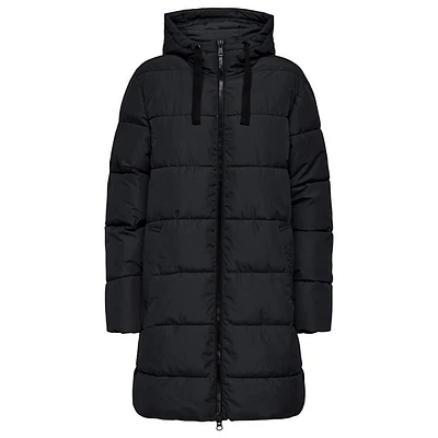 Channel-Quilted Mid-Length Puffer Coat