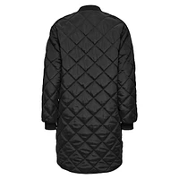 Jessica Diamond-Quilted Longline Bomber Coat