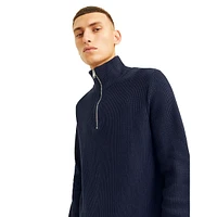 Mockneck Quarter-Zip Rib-Knit Pullover