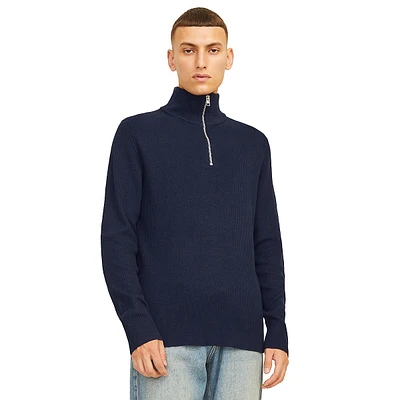 Mockneck Quarter-Zip Rib-Knit Pullover