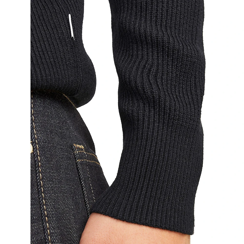 Mockneck Quarter-Zip Rib-Knit Pullover