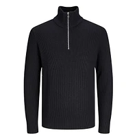 Mockneck Quarter-Zip Rib-Knit Pullover