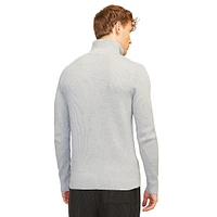 Mockneck Quarter-Zip Rib-Knit Pullover