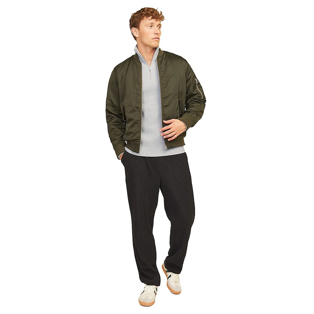 Mockneck Quarter-Zip Rib-Knit Pullover