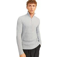 Mockneck Quarter-Zip Rib-Knit Pullover