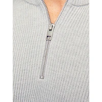 Mockneck Quarter-Zip Rib-Knit Pullover