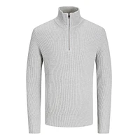 Mockneck Quarter-Zip Rib-Knit Pullover