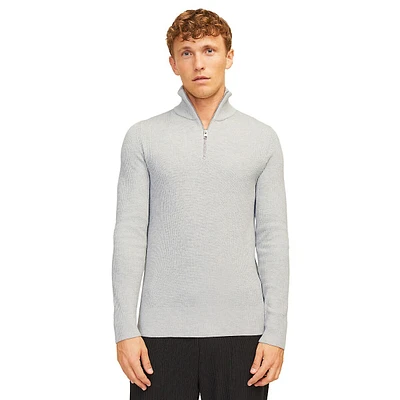Mockneck Quarter-Zip Rib-Knit Pullover