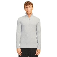 Mockneck Quarter-Zip Rib-Knit Pullover