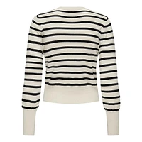 Valley Breton-Stripe Bead-Button Cardigan