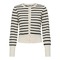 Valley Breton-Stripe Bead-Button Cardigan