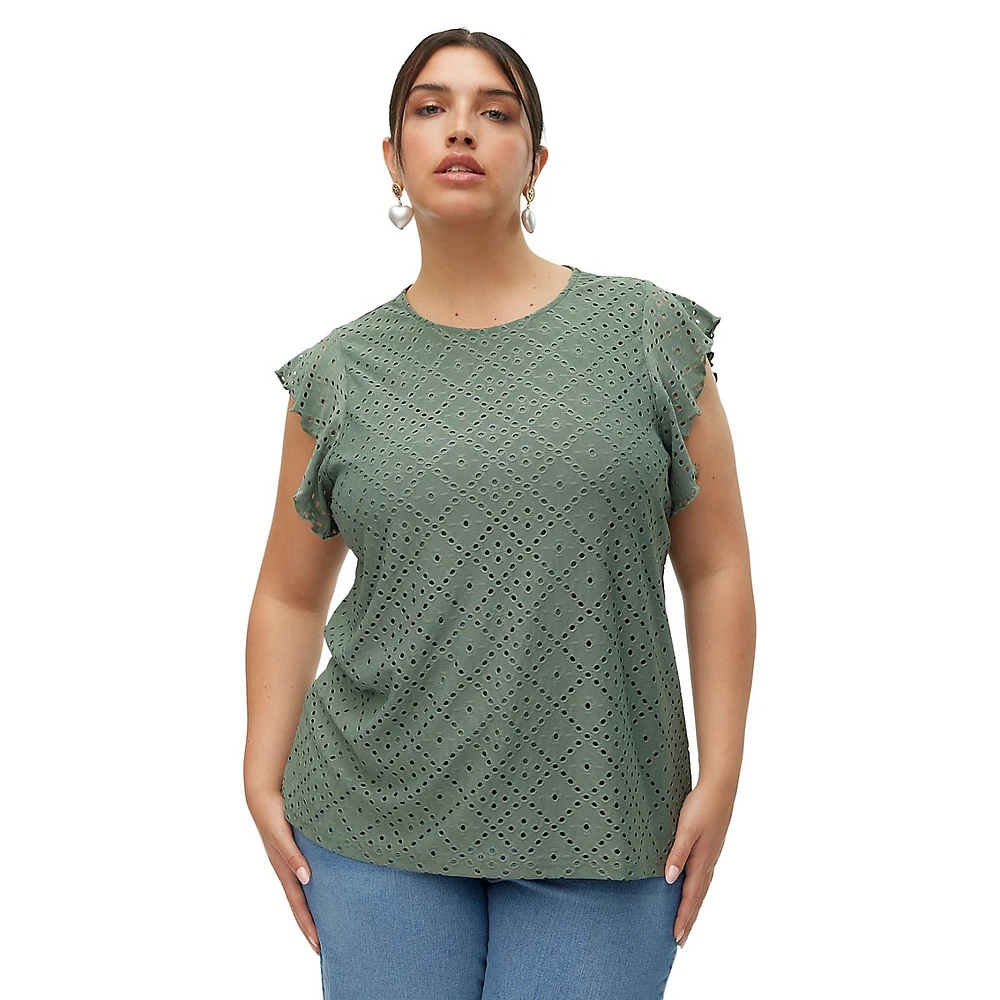 Plus Tassa Eyelet Frill Top