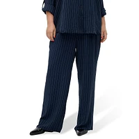 Plus Emma High-Waist Wide-Leg Pinstriped Pants