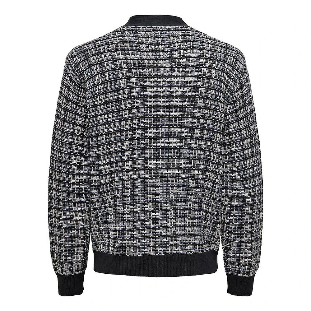 Leno V-Neck Check Cardigan