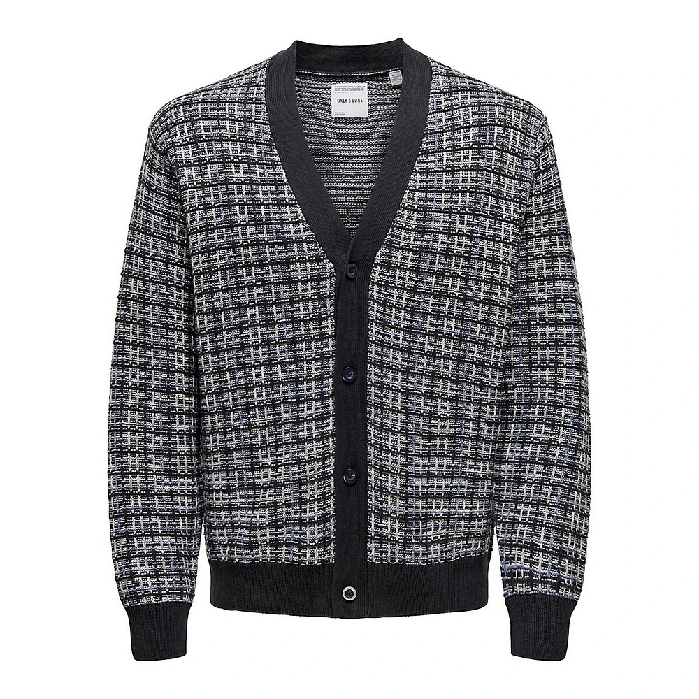 Leno V-Neck Check Cardigan