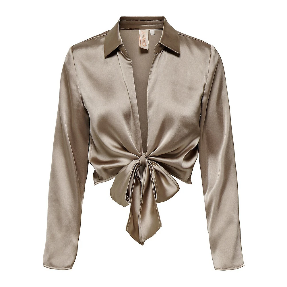 Idety Tie-Front Satin Shirt