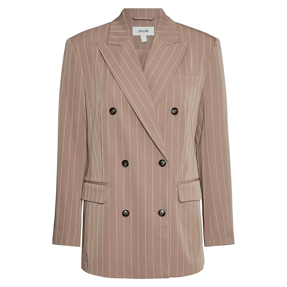 Double-Breasted Pinstripe Blazer