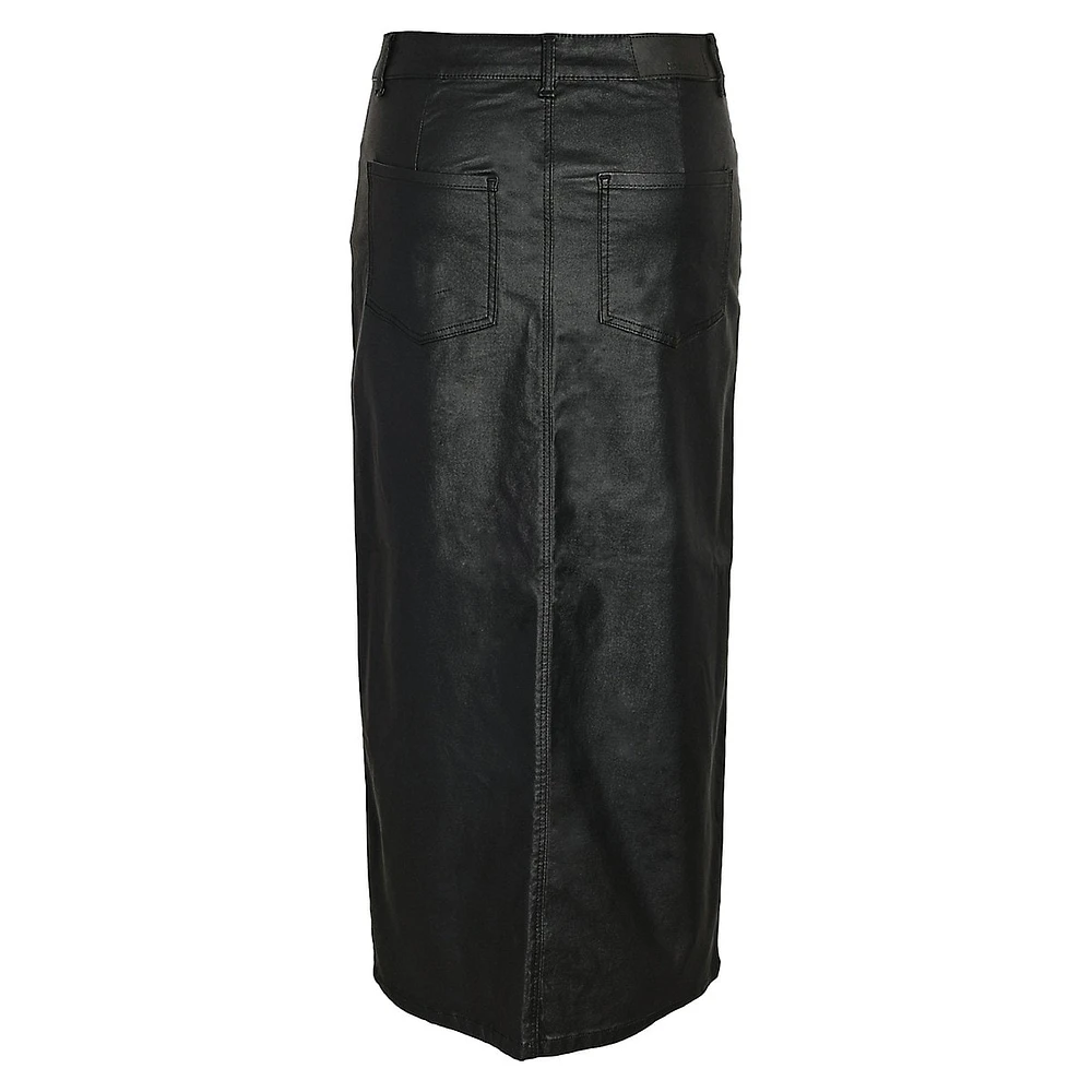 Kath Coated Denim Maxi Skirt