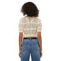 Alexia Short-Sleeve Openwork-Knit Sweater