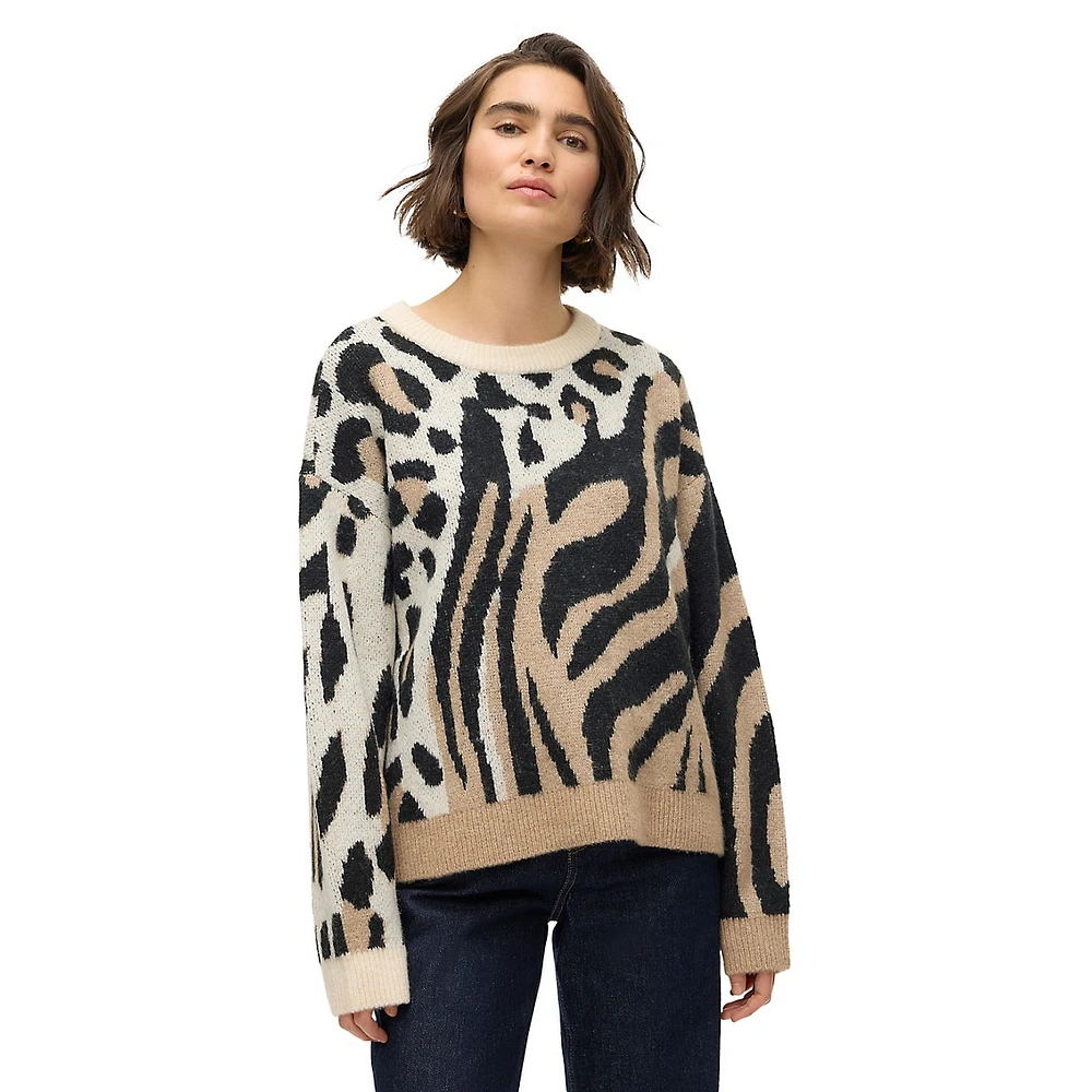 Kai Mixed Animal-Print Sweater