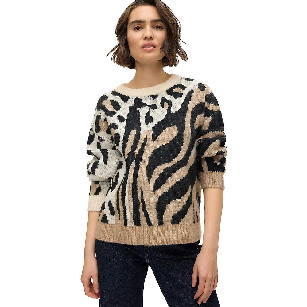 Kai Mixed Animal-Print Sweater