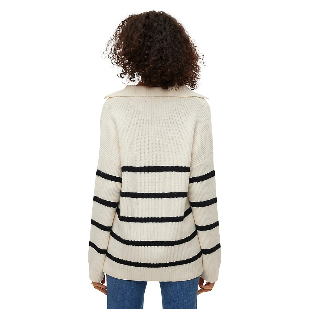 Luna Striped Johnny Collar Sweater