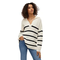 Luna Striped Johnny Collar Sweater