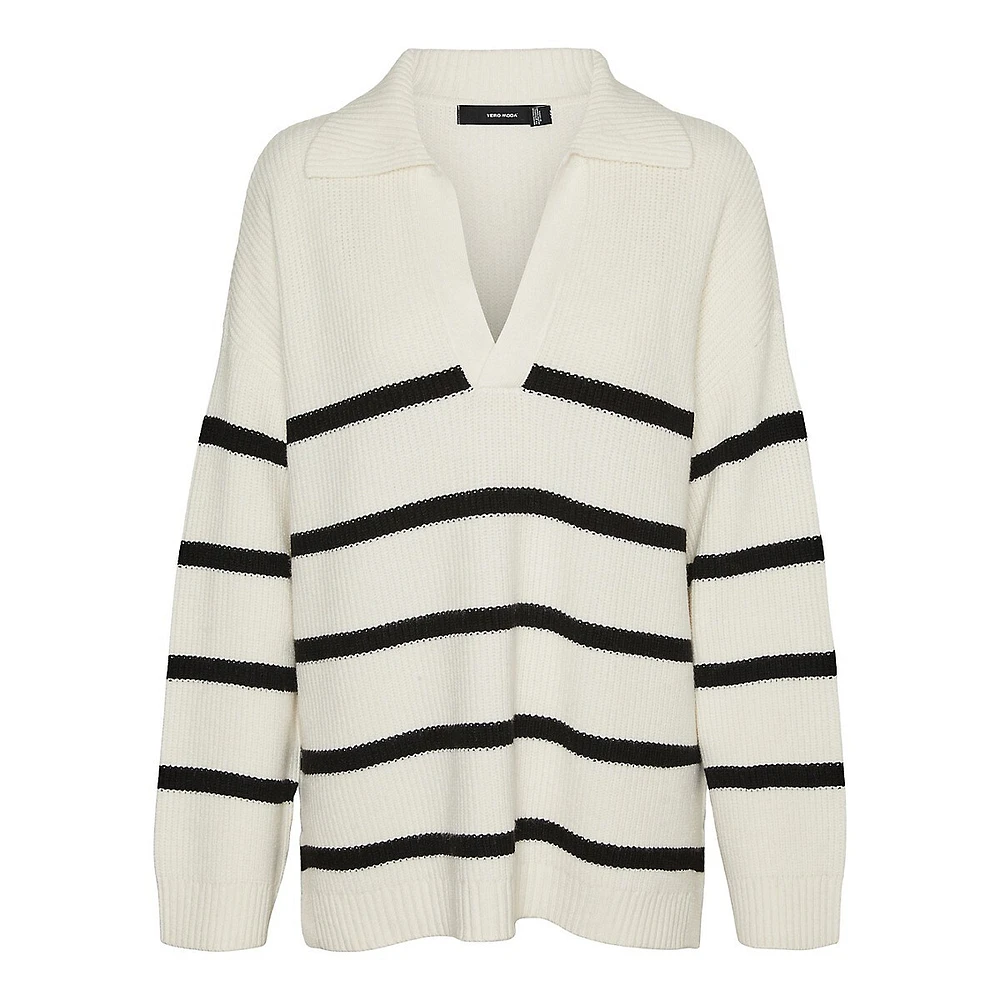 Luna Striped Johnny Collar Sweater