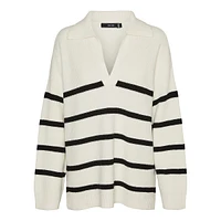 Luna Striped Johnny Collar Sweater