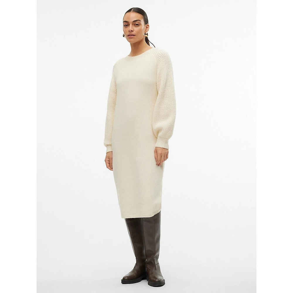 Enya Balloon-Sleeve Sweater Dress