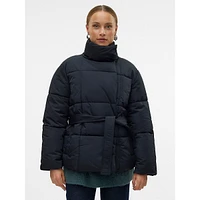 Ashley Belted Stand-Collar Quilt Jacket