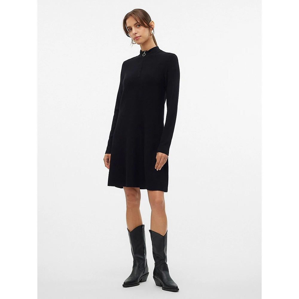 Nancy Mockneck Quarter-Zip Knit Dress