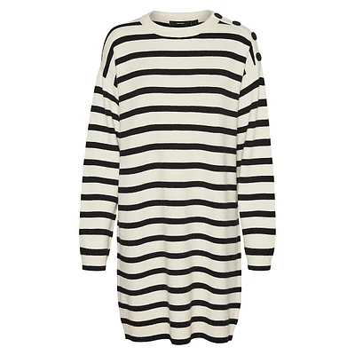 Saba Striped Shoulder-Button Sweater Dress