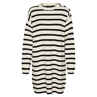 Saba Striped Shoulder-Button Sweater Dress