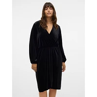 Plus Ceffie Long-Sleeve Velvet Wrap Dress