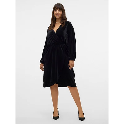 Plus Ceffie Long-Sleeve Velvet Wrap Dress