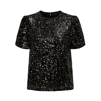 Ana Short-Sleeve Sequin Top