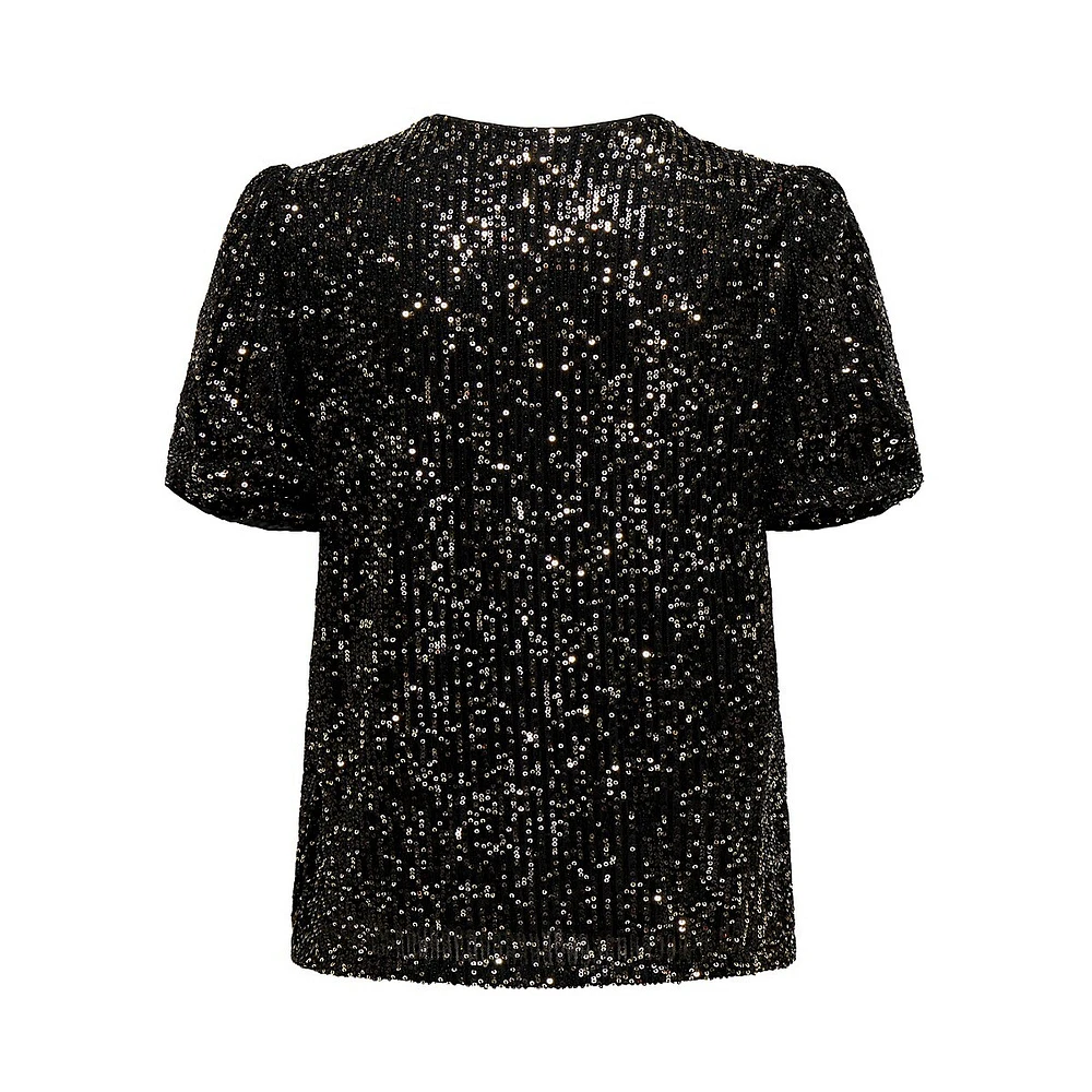 Ana Short-Sleeve Sequin Top