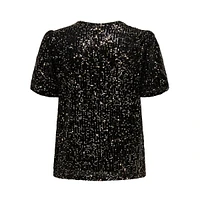 Ana Short-Sleeve Sequin Top