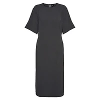 Plus Short-Sleeve Back-Tie Midi Dress